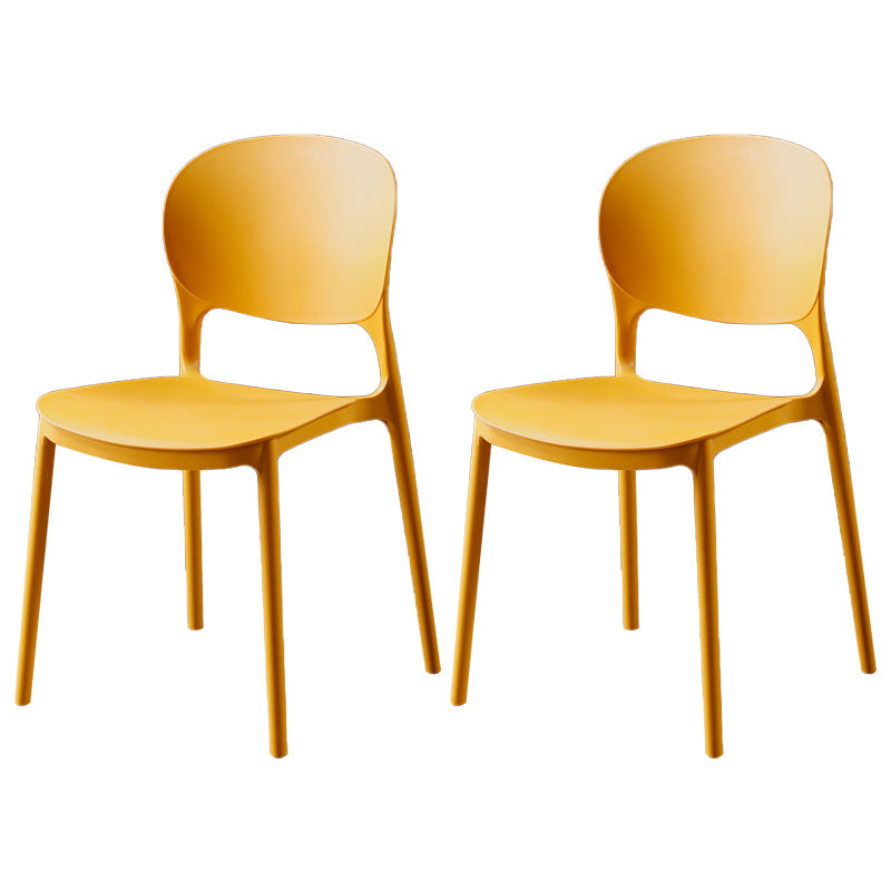 Modern Kitchen Square Plastic Dining Chair Open Back Dining Side Armless Chairs Yellow 2 Piece Set Clearhalo ' kitchen&dining_furn' 'Dining Chairs' 'Dining Tables & Seating' 'dining_chair' 'furn' 'furn_dining_chair' 'Furniture' 'furniture_dining_chair' 'Kitchen & Dining Furniture' 'kitchen' 3858609