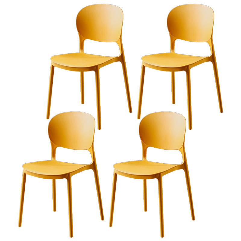 Modern Kitchen Square Plastic Dining Chair Open Back Dining Side Armless Chairs Yellow 4 Piece Set Clearhalo ' kitchen&dining_furn' 'Dining Chairs' 'Dining Tables & Seating' 'dining_chair' 'furn' 'furn_dining_chair' 'Furniture' 'furniture_dining_chair' 'Kitchen & Dining Furniture' 'kitchen' 3858610