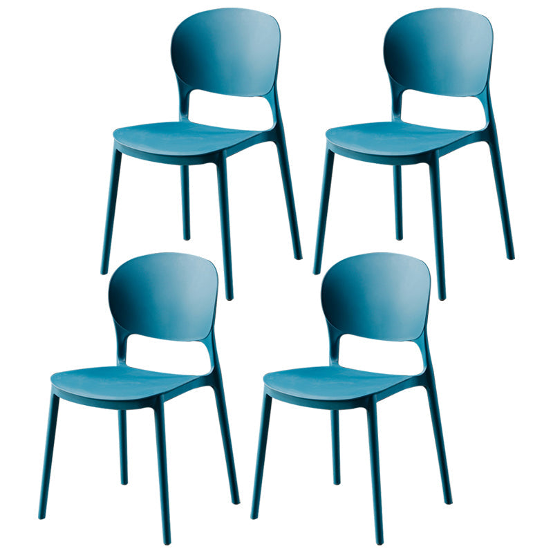 Modern Kitchen Square Plastic Dining Chair Open Back Dining Side Armless Chairs Blue 4 Piece Set Clearhalo ' kitchen&dining_furn' 'Dining Chairs' 'Dining Tables & Seating' 'dining_chair' 'furn' 'furn_dining_chair' 'Furniture' 'furniture_dining_chair' 'Kitchen & Dining Furniture' 'kitchen' 3858613