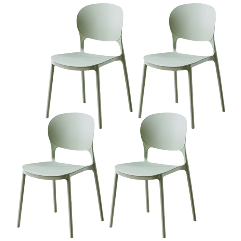 Modern Kitchen Square Plastic Dining Chair Open Back Dining Side Armless Chairs Green 4 Piece Set Clearhalo ' kitchen&dining_furn' 'Dining Chairs' 'Dining Tables & Seating' 'dining_chair' 'furn' 'furn_dining_chair' 'Furniture' 'furniture_dining_chair' 'Kitchen & Dining Furniture' 'kitchen' 3858619