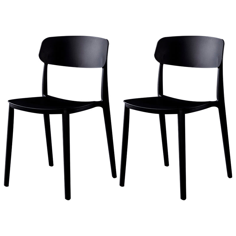 Contemporary Style Plastic Dining Chairs Open Back Dining Side Chairs for Kitchen Black 2 Piece Set Clearhalo ' kitchen&dining_furn' 'Dining Chairs' 'Dining Tables & Seating' 'dining_chair' 'furn' 'furn_dining_chair' 'Furniture' 'furniture_dining_chair' 'Kitchen & Dining Furniture' 'kitchen' 3858623