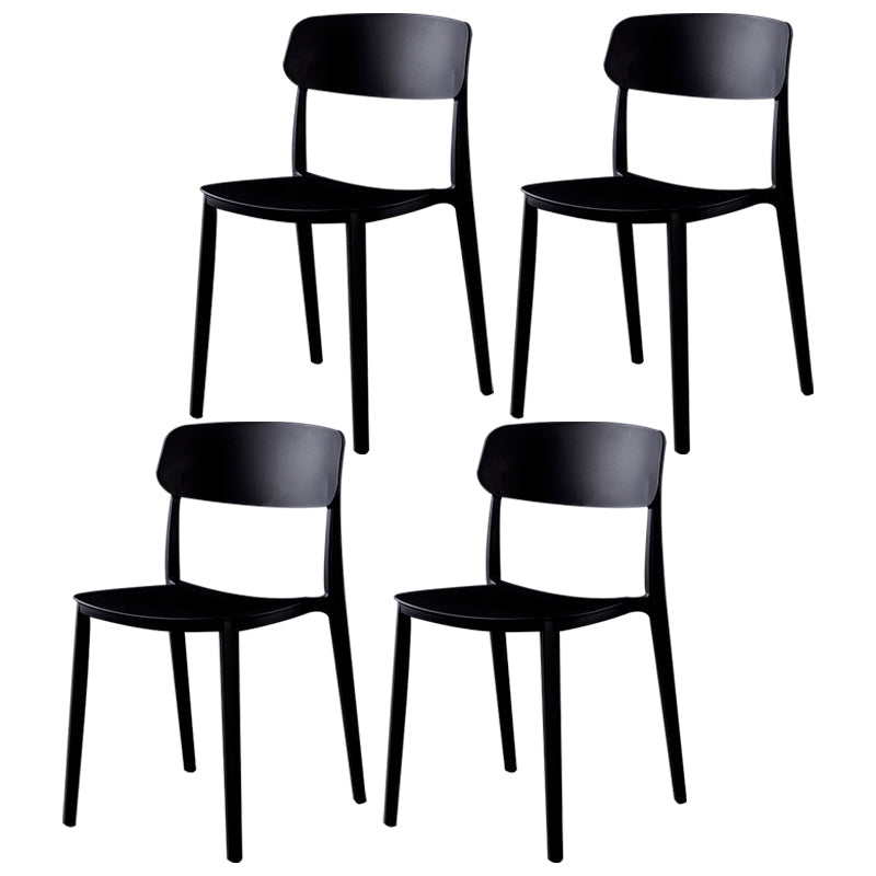 Contemporary Style Plastic Dining Chairs Open Back Dining Side Chairs for Kitchen Black 4 Piece Set Clearhalo ' kitchen&dining_furn' 'Dining Chairs' 'Dining Tables & Seating' 'dining_chair' 'furn' 'furn_dining_chair' 'Furniture' 'furniture_dining_chair' 'Kitchen & Dining Furniture' 'kitchen' 3858625