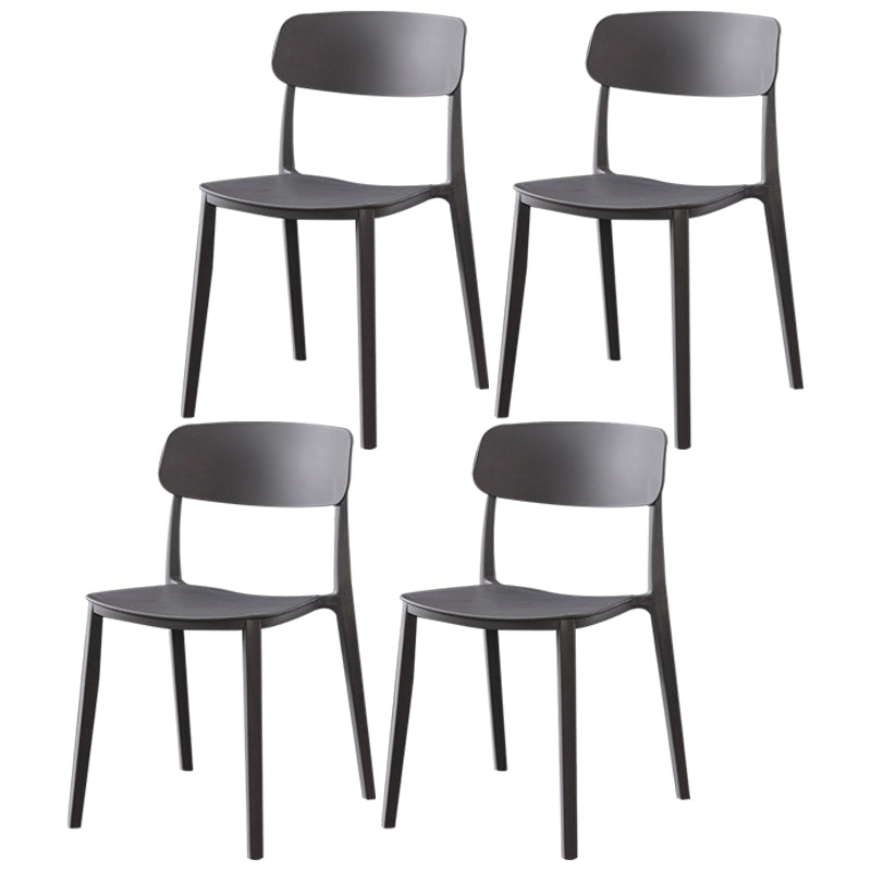 Contemporary Style Plastic Dining Chairs Open Back Dining Side Chairs for Kitchen Grey 4 Piece Set Clearhalo ' kitchen&dining_furn' 'Dining Chairs' 'Dining Tables & Seating' 'dining_chair' 'furn' 'furn_dining_chair' 'Furniture' 'furniture_dining_chair' 'Kitchen & Dining Furniture' 'kitchen' 3858631