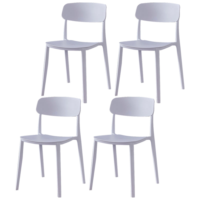 Contemporary Style Plastic Dining Chairs Open Back Dining Side Chairs for Kitchen White 4 Piece Set Clearhalo ' kitchen&dining_furn' 'Dining Chairs' 'Dining Tables & Seating' 'dining_chair' 'furn' 'furn_dining_chair' 'Furniture' 'furniture_dining_chair' 'Kitchen & Dining Furniture' 'kitchen' 3858637
