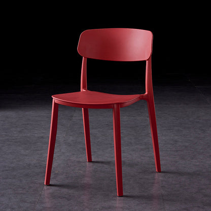 Contemporary Style Plastic Dining Chairs Open Back Dining Side Chairs for Kitchen Red 1 Piece Clearhalo ' kitchen&dining_furn' 'Dining Chairs' 'Dining Tables & Seating' 'dining_chair' 'furn' 'furn_dining_chair' 'Furniture' 'furniture_dining_chair' 'Kitchen & Dining Furniture' 'kitchen' 3858639