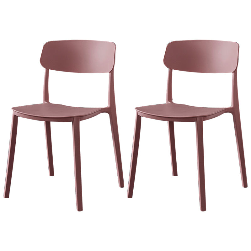 Contemporary Style Plastic Dining Chairs Open Back Dining Side Chairs for Kitchen Pink 2 Piece Set Clearhalo ' kitchen&dining_furn' 'Dining Chairs' 'Dining Tables & Seating' 'dining_chair' 'furn' 'furn_dining_chair' 'Furniture' 'furniture_dining_chair' 'Kitchen & Dining Furniture' 'kitchen' 3858644