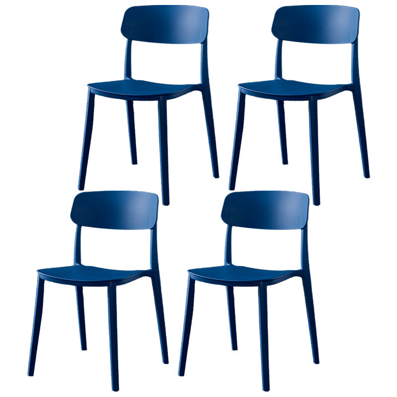 Contemporary Style Plastic Dining Chairs Open Back Dining Side Chairs for Kitchen Dark Blue 4 Piece Set Clearhalo ' kitchen&dining_furn' 'Dining Chairs' 'Dining Tables & Seating' 'dining_chair' 'furn' 'furn_dining_chair' 'Furniture' 'furniture_dining_chair' 'Kitchen & Dining Furniture' 'kitchen' 3858654