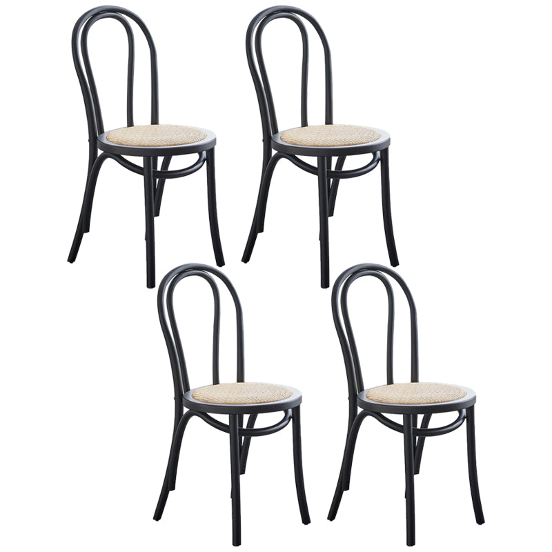 Contemporary Beech Wood Chair Set Kitchen Dining Room Windsor Back Side Chairs Black Wicker & Rattan 4 Piece Set Clearhalo ' kitchen&dining_furn' 'Dining Chairs' 'Dining Tables & Seating' 'dining_chair' 'furn' 'furn_dining_chair' 'Furniture' 'furniture_dining_chair' 'Kitchen & Dining Furniture' 'kitchen' 3858671