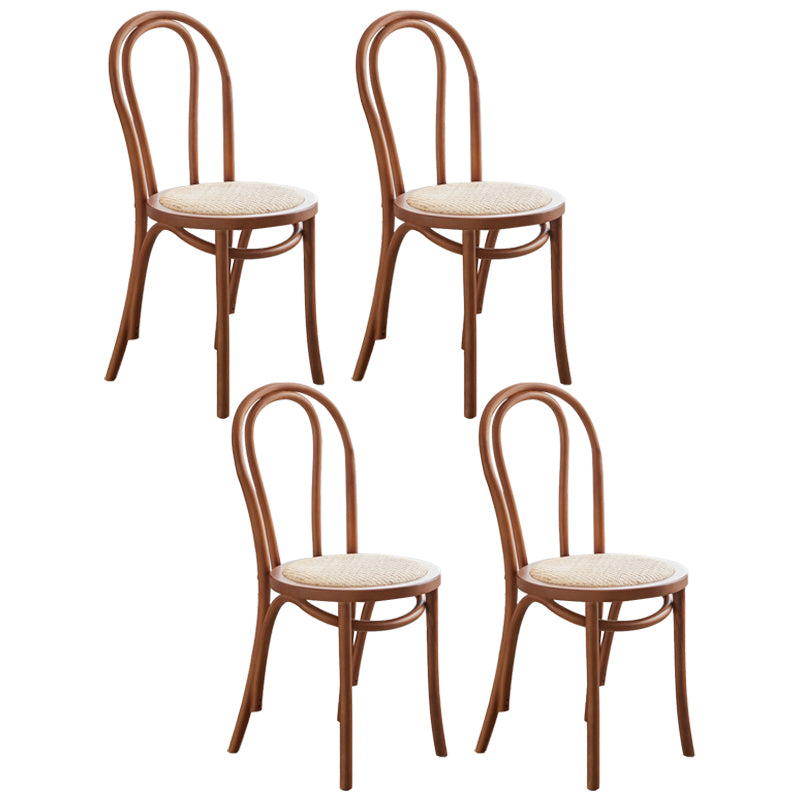 Contemporary Beech Wood Chair Set Kitchen Dining Room Windsor Back Side Chairs Brown Wicker & Rattan 4 Piece Set Clearhalo ' kitchen&dining_furn' 'Dining Chairs' 'Dining Tables & Seating' 'dining_chair' 'furn' 'furn_dining_chair' 'Furniture' 'furniture_dining_chair' 'Kitchen & Dining Furniture' 'kitchen' 3858690