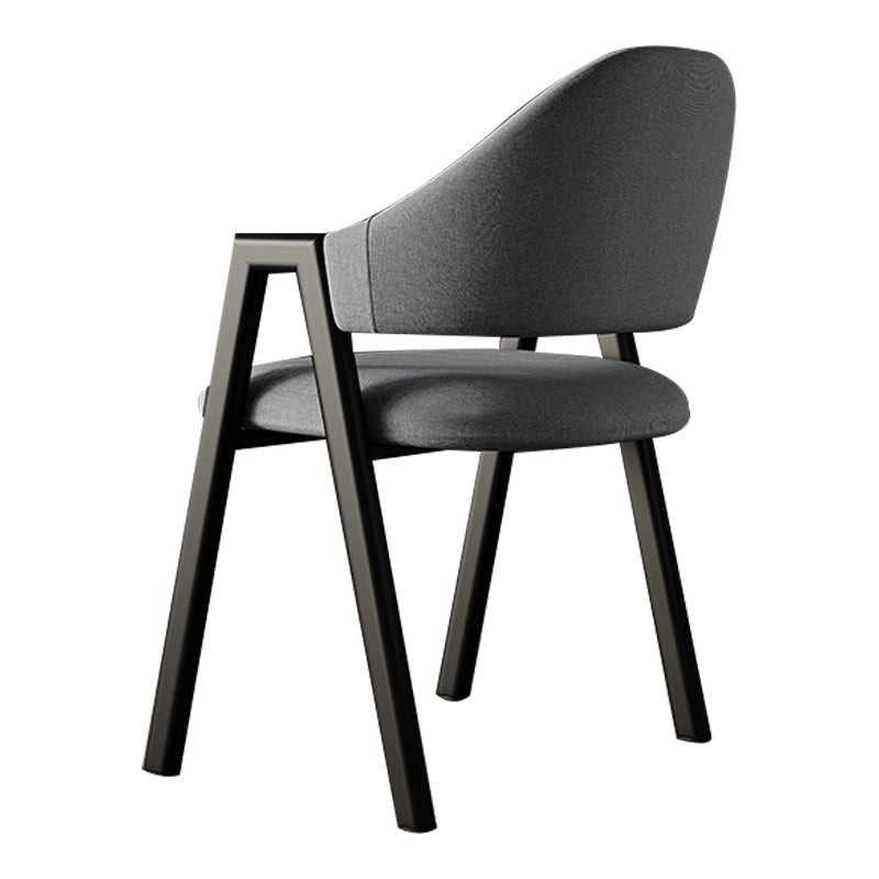 Contemporary Style Linen Fabric Dining Chair Open Back Dining Side Arm Chairs Dark Gray 1 Piece Clearhalo ' kitchen&dining_furn' 'Dining Chairs' 'Dining Tables & Seating' 'dining_chair' 'furn' 'furn_dining_chair' 'Furniture' 'furniture_dining_chair' 'Kitchen & Dining Furniture' 'kitchen' 3858704