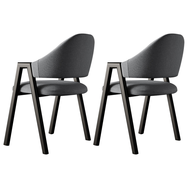 Contemporary Style Linen Fabric Dining Chair Open Back Dining Side Arm Chairs Dark Gray 2 Piece Set Clearhalo ' kitchen&dining_furn' 'Dining Chairs' 'Dining Tables & Seating' 'dining_chair' 'furn' 'furn_dining_chair' 'Furniture' 'furniture_dining_chair' 'Kitchen & Dining Furniture' 'kitchen' 3858706