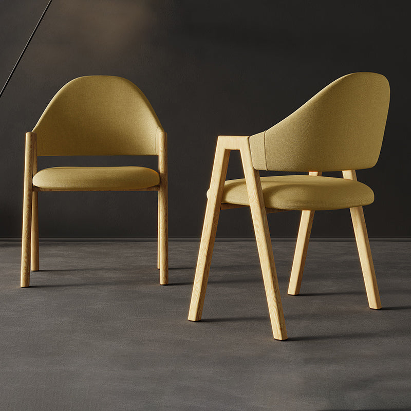 Contemporary Style Linen Fabric Dining Chair Open Back Dining Side Arm Chairs Clearhalo ' kitchen&dining_furn' 'Dining Chairs' 'Dining Tables & Seating' 'dining_chair' 'furn' 'furn_dining_chair' 'Furniture' 'furniture_dining_chair' 'Kitchen & Dining Furniture' 'kitchen' 3858707