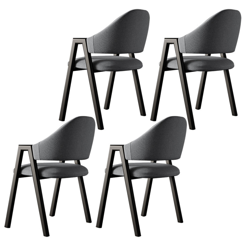 Contemporary Style Linen Fabric Dining Chair Open Back Dining Side Arm Chairs Dark Gray 4 Piece Set Clearhalo ' kitchen&dining_furn' 'Dining Chairs' 'Dining Tables & Seating' 'dining_chair' 'furn' 'furn_dining_chair' 'Furniture' 'furniture_dining_chair' 'Kitchen & Dining Furniture' 'kitchen' 3858708