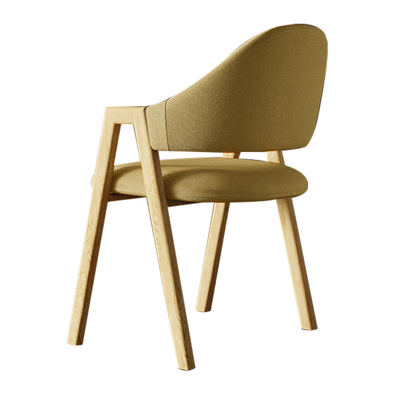 Contemporary Style Linen Fabric Dining Chair Open Back Dining Side Arm Chairs Yellow 1 Piece Clearhalo ' kitchen&dining_furn' 'Dining Chairs' 'Dining Tables & Seating' 'dining_chair' 'furn' 'furn_dining_chair' 'Furniture' 'furniture_dining_chair' 'Kitchen & Dining Furniture' 'kitchen' 3858710