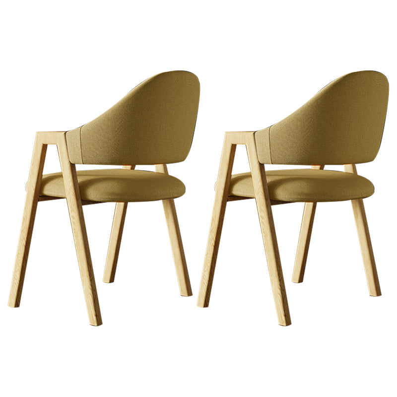 Contemporary Style Linen Fabric Dining Chair Open Back Dining Side Arm Chairs Yellow 2 Piece Set Clearhalo ' kitchen&dining_furn' 'Dining Chairs' 'Dining Tables & Seating' 'dining_chair' 'furn' 'furn_dining_chair' 'Furniture' 'furniture_dining_chair' 'Kitchen & Dining Furniture' 'kitchen' 3858712