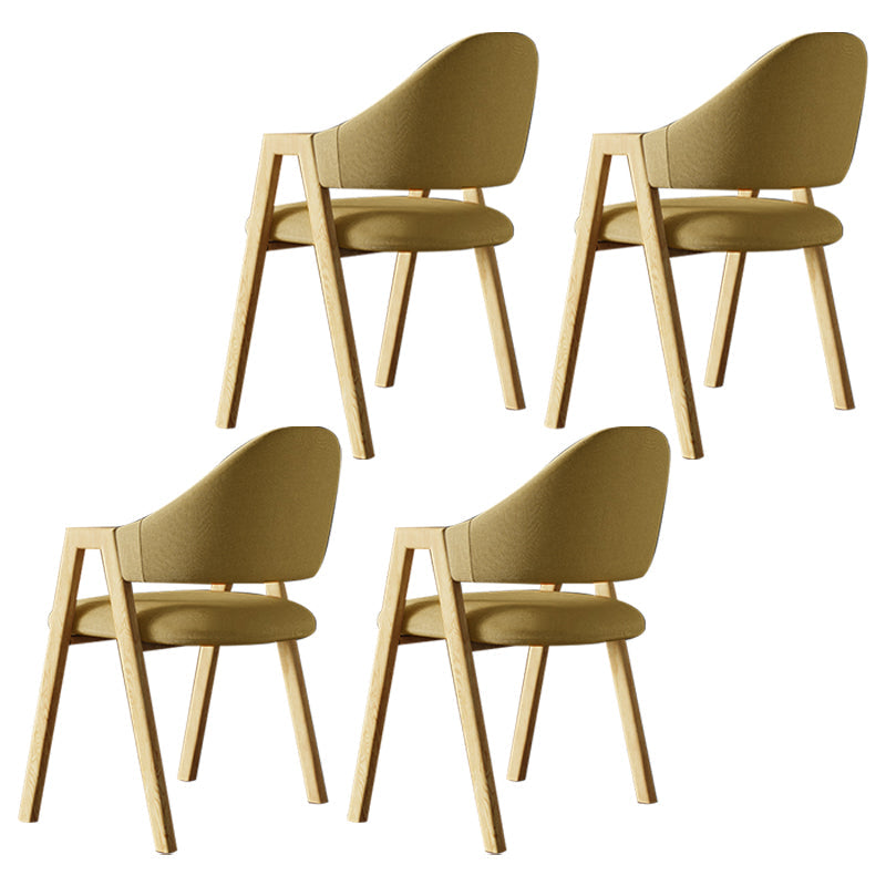 Contemporary Style Linen Fabric Dining Chair Open Back Dining Side Arm Chairs Yellow 4 Piece Set Clearhalo ' kitchen&dining_furn' 'Dining Chairs' 'Dining Tables & Seating' 'dining_chair' 'furn' 'furn_dining_chair' 'Furniture' 'furniture_dining_chair' 'Kitchen & Dining Furniture' 'kitchen' 3858714