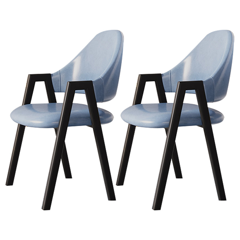 Contemporary Style Linen Fabric Dining Chair Open Back Dining Side Arm Chairs Blue 2 Piece Set Clearhalo ' kitchen&dining_furn' 'Dining Chairs' 'Dining Tables & Seating' 'dining_chair' 'furn' 'furn_dining_chair' 'Furniture' 'furniture_dining_chair' 'Kitchen & Dining Furniture' 'kitchen' 3858716