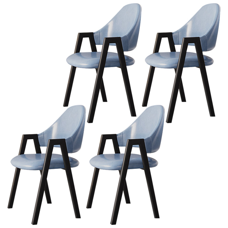 Contemporary Style Linen Fabric Dining Chair Open Back Dining Side Arm Chairs Blue 4 Piece Set Clearhalo ' kitchen&dining_furn' 'Dining Chairs' 'Dining Tables & Seating' 'dining_chair' 'furn' 'furn_dining_chair' 'Furniture' 'furniture_dining_chair' 'Kitchen & Dining Furniture' 'kitchen' 3858717