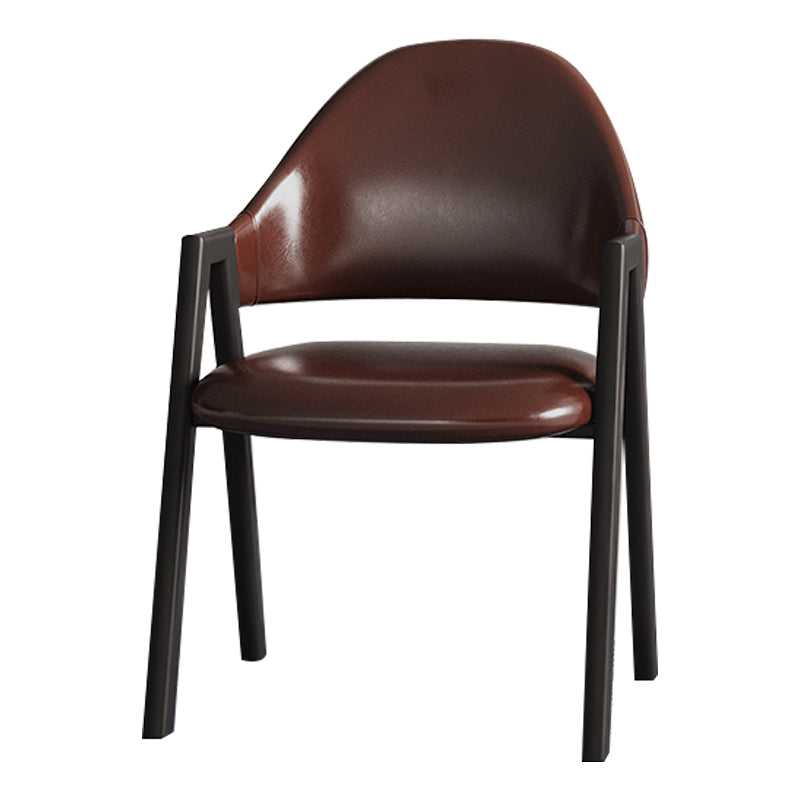 Contemporary Style Linen Fabric Dining Chair Open Back Dining Side Arm Chairs Coffee 1 Piece Clearhalo ' kitchen&dining_furn' 'Dining Chairs' 'Dining Tables & Seating' 'dining_chair' 'furn' 'furn_dining_chair' 'Furniture' 'furniture_dining_chair' 'Kitchen & Dining Furniture' 'kitchen' 3858721