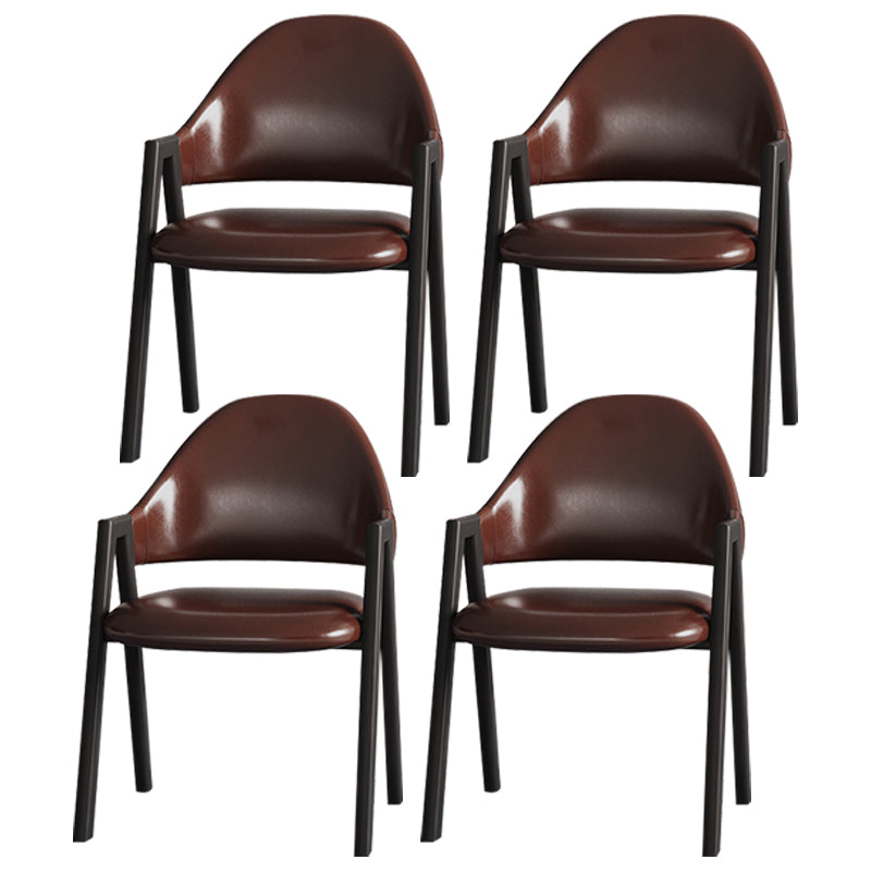 Contemporary Style Linen Fabric Dining Chair Open Back Dining Side Arm Chairs Coffee 4 Piece Set Clearhalo ' kitchen&dining_furn' 'Dining Chairs' 'Dining Tables & Seating' 'dining_chair' 'furn' 'furn_dining_chair' 'Furniture' 'furniture_dining_chair' 'Kitchen & Dining Furniture' 'kitchen' 3858723