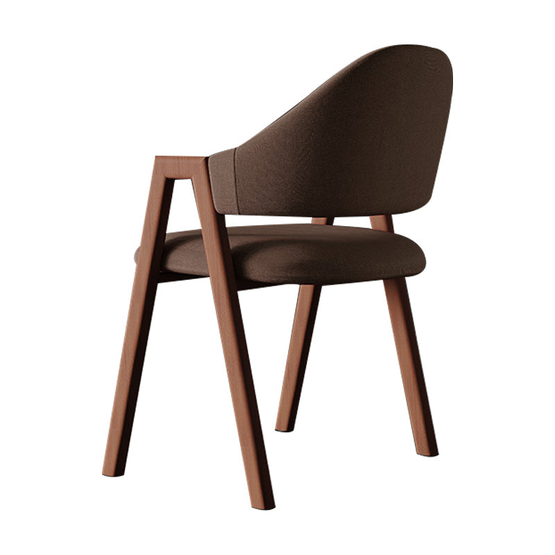 Contemporary Style Linen Fabric Dining Chair Open Back Dining Side Arm Chairs Dark Coffee 1 Piece Clearhalo ' kitchen&dining_furn' 'Dining Chairs' 'Dining Tables & Seating' 'dining_chair' 'furn' 'furn_dining_chair' 'Furniture' 'furniture_dining_chair' 'Kitchen & Dining Furniture' 'kitchen' 3858724