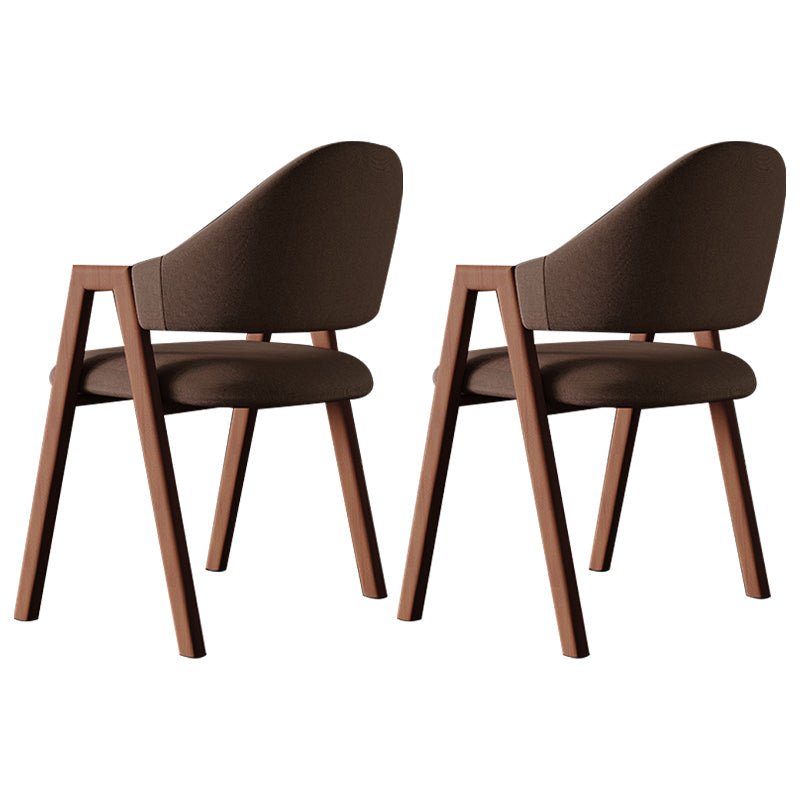 Contemporary Style Linen Fabric Dining Chair Open Back Dining Side Arm Chairs Dark Coffee 2 Piece Set Clearhalo ' kitchen&dining_furn' 'Dining Chairs' 'Dining Tables & Seating' 'dining_chair' 'furn' 'furn_dining_chair' 'Furniture' 'furniture_dining_chair' 'Kitchen & Dining Furniture' 'kitchen' 3858725
