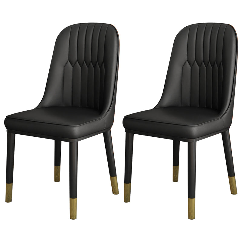 Scandinavian Home Side Chair Solid Back Metal Upholstered Dining Room Chair Black 2 Piece Set Clearhalo ' kitchen&dining_furn' 'Dining Chairs' 'Dining Tables & Seating' 'dining_chair' 'furn' 'furn_dining_chair' 'Furniture' 'furniture_dining_chair' 'Kitchen & Dining Furniture' 'kitchen' 3858732