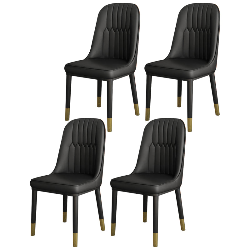 Scandinavian Home Side Chair Solid Back Metal Upholstered Dining Room Chair Black 4 Piece Set Clearhalo ' kitchen&dining_furn' 'Dining Chairs' 'Dining Tables & Seating' 'dining_chair' 'furn' 'furn_dining_chair' 'Furniture' 'furniture_dining_chair' 'Kitchen & Dining Furniture' 'kitchen' 3858733