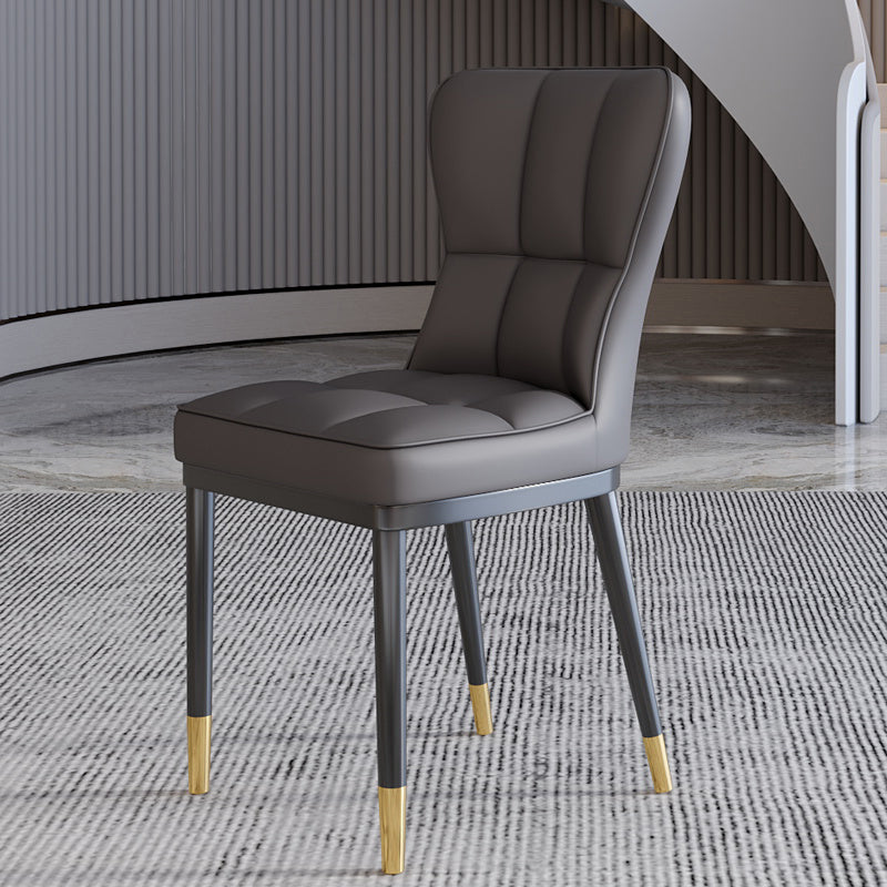 Scandinavian Home Side Chair Solid Back Metal Upholstered Dining Room Chair Grey 1 Piece Clearhalo ' kitchen&dining_furn' 'Dining Chairs' 'Dining Tables & Seating' 'dining_chair' 'furn' 'furn_dining_chair' 'Furniture' 'furniture_dining_chair' 'Kitchen & Dining Furniture' 'kitchen' 3858735