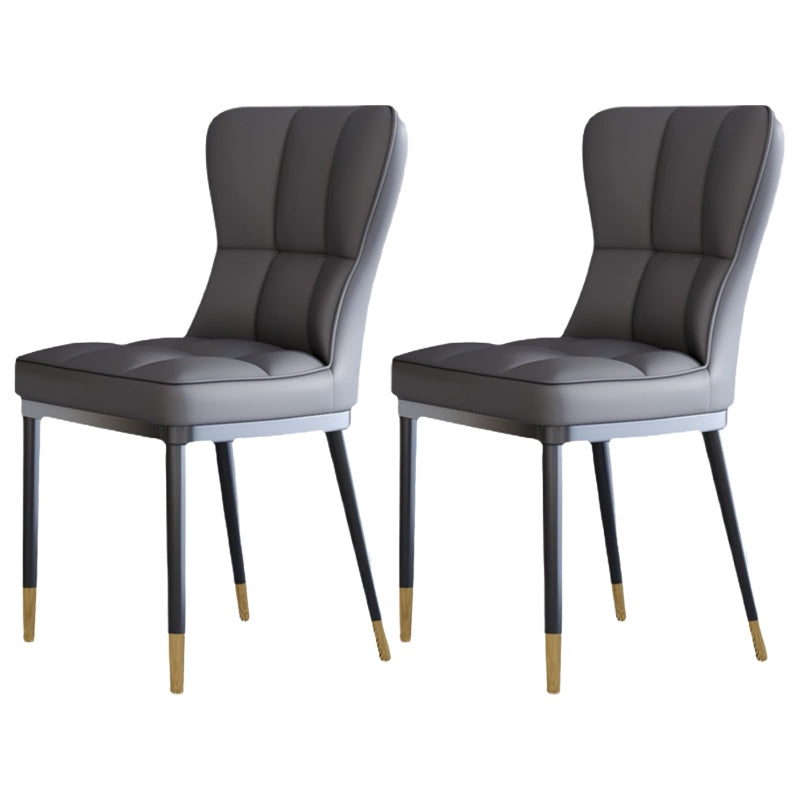 Scandinavian Home Side Chair Solid Back Metal Upholstered Dining Room Chair Grey 2 Piece Set Clearhalo ' kitchen&dining_furn' 'Dining Chairs' 'Dining Tables & Seating' 'dining_chair' 'furn' 'furn_dining_chair' 'Furniture' 'furniture_dining_chair' 'Kitchen & Dining Furniture' 'kitchen' 3858738