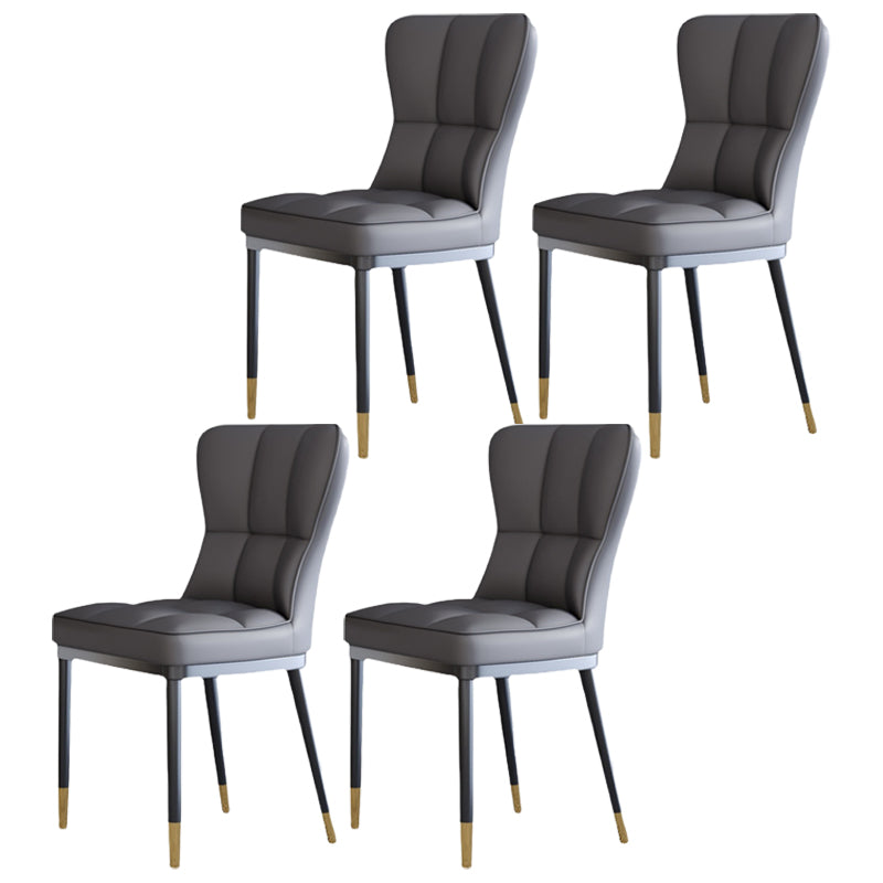 Scandinavian Home Side Chair Solid Back Metal Upholstered Dining Room Chair Grey 4 Piece Set Clearhalo ' kitchen&dining_furn' 'Dining Chairs' 'Dining Tables & Seating' 'dining_chair' 'furn' 'furn_dining_chair' 'Furniture' 'furniture_dining_chair' 'Kitchen & Dining Furniture' 'kitchen' 3858740