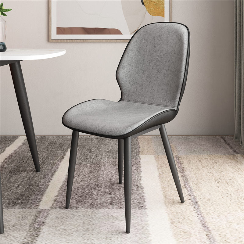 Scandinavian Home Side Chair Solid Back Metal Upholstered Dining Room Chair Light Gray 1 Piece Clearhalo ' kitchen&dining_furn' 'Dining Chairs' 'Dining Tables & Seating' 'dining_chair' 'furn' 'furn_dining_chair' 'Furniture' 'furniture_dining_chair' 'Kitchen & Dining Furniture' 'kitchen' 3858742