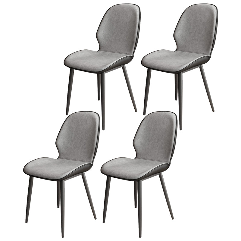 Scandinavian Home Side Chair Solid Back Metal Upholstered Dining Room Chair Light Gray 4 Piece Set Clearhalo ' kitchen&dining_furn' 'Dining Chairs' 'Dining Tables & Seating' 'dining_chair' 'furn' 'furn_dining_chair' 'Furniture' 'furniture_dining_chair' 'Kitchen & Dining Furniture' 'kitchen' 3858746
