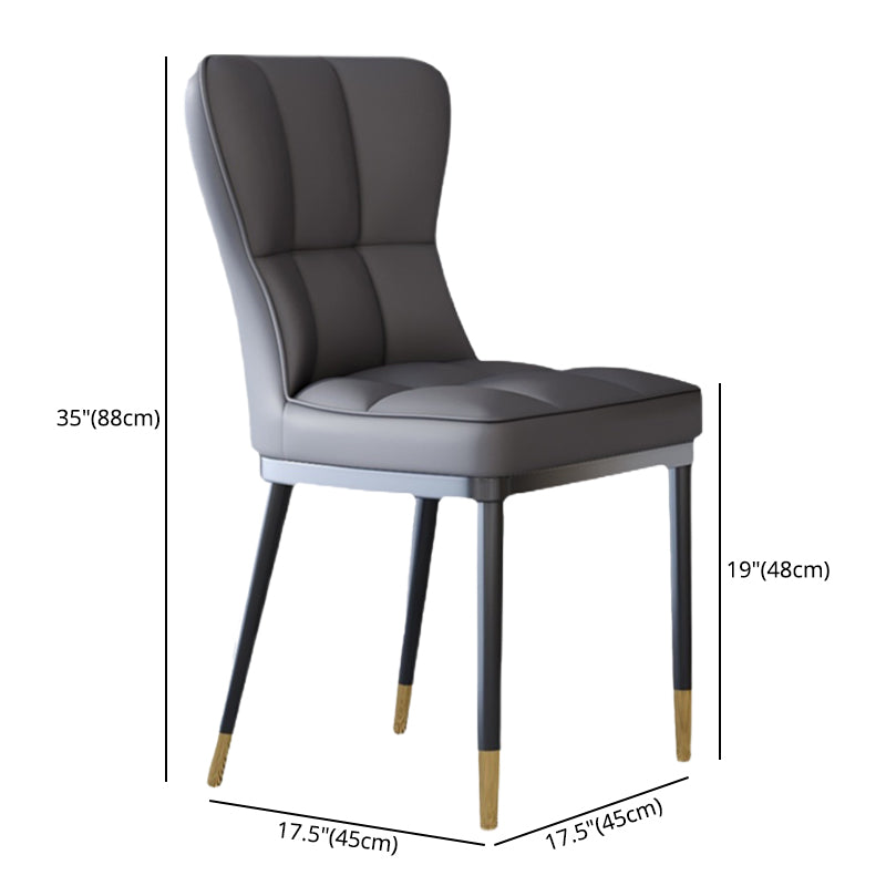 Scandinavian Home Side Chair Solid Back Metal Upholstered Dining Room Chair Clearhalo ' kitchen&dining_furn' 'Dining Chairs' 'Dining Tables & Seating' 'dining_chair' 'furn' 'furn_dining_chair' 'Furniture' 'furniture_dining_chair' 'Kitchen & Dining Furniture' 'kitchen' 3858747