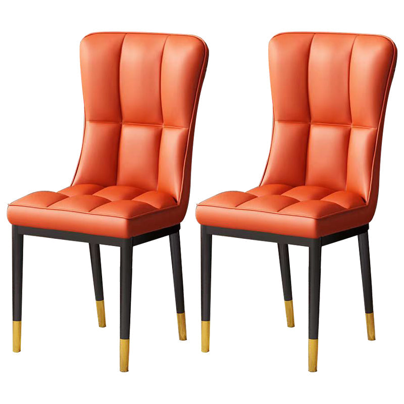 Scandinavian Home Side Chair Solid Back Metal Upholstered Dining Room Chair Orange 2 Piece Set Clearhalo ' kitchen&dining_furn' 'Dining Chairs' 'Dining Tables & Seating' 'dining_chair' 'furn' 'furn_dining_chair' 'Furniture' 'furniture_dining_chair' 'Kitchen & Dining Furniture' 'kitchen' 3858749