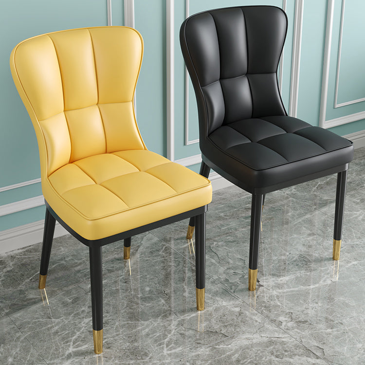 Scandinavian Home Side Chair Solid Back Metal Upholstered Dining Room Chair Clearhalo ' kitchen&dining_furn' 'Dining Chairs' 'Dining Tables & Seating' 'dining_chair' 'furn' 'furn_dining_chair' 'Furniture' 'furniture_dining_chair' 'Kitchen & Dining Furniture' 'kitchen' 3858753