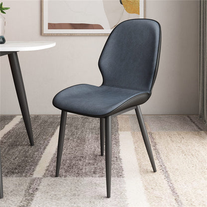 Scandinavian Home Side Chair Solid Back Metal Upholstered Dining Room Chair Blue 1 Piece Clearhalo ' kitchen&dining_furn' 'Dining Chairs' 'Dining Tables & Seating' 'dining_chair' 'furn' 'furn_dining_chair' 'Furniture' 'furniture_dining_chair' 'Kitchen & Dining Furniture' 'kitchen' 3858757