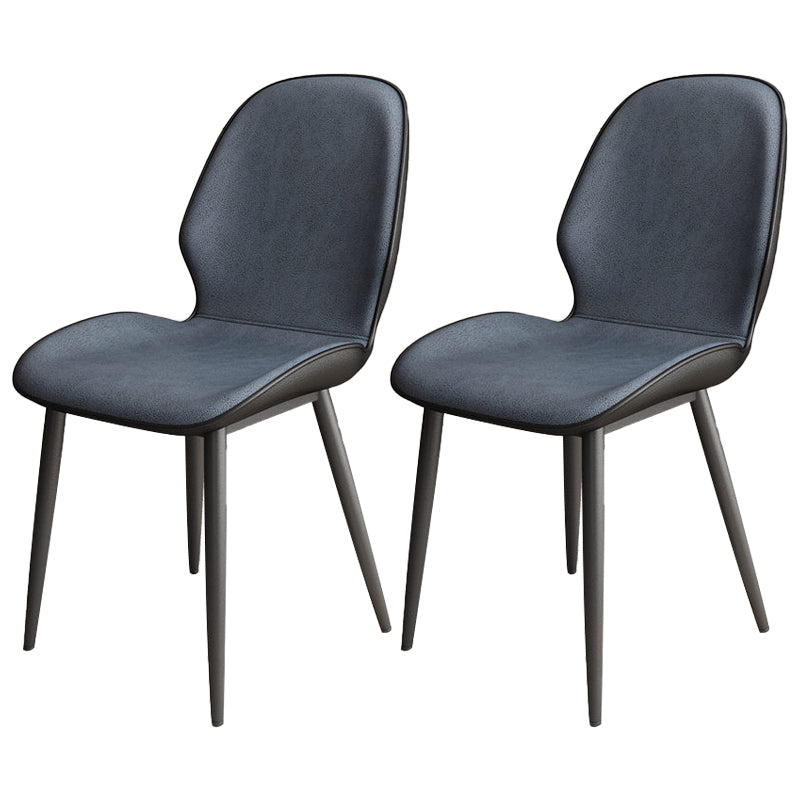 Scandinavian Home Side Chair Solid Back Metal Upholstered Dining Room Chair Blue 2 Piece Set Clearhalo ' kitchen&dining_furn' 'Dining Chairs' 'Dining Tables & Seating' 'dining_chair' 'furn' 'furn_dining_chair' 'Furniture' 'furniture_dining_chair' 'Kitchen & Dining Furniture' 'kitchen' 3858758