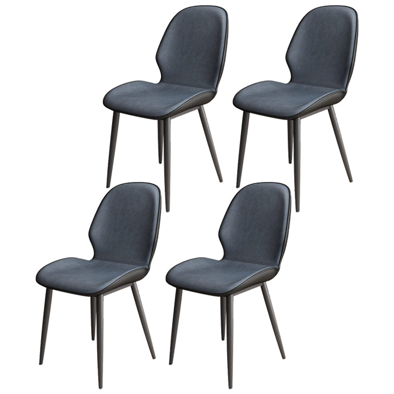 Scandinavian Home Side Chair Solid Back Metal Upholstered Dining Room Chair Blue 4 Piece Set Clearhalo ' kitchen&dining_furn' 'Dining Chairs' 'Dining Tables & Seating' 'dining_chair' 'furn' 'furn_dining_chair' 'Furniture' 'furniture_dining_chair' 'Kitchen & Dining Furniture' 'kitchen' 3858759