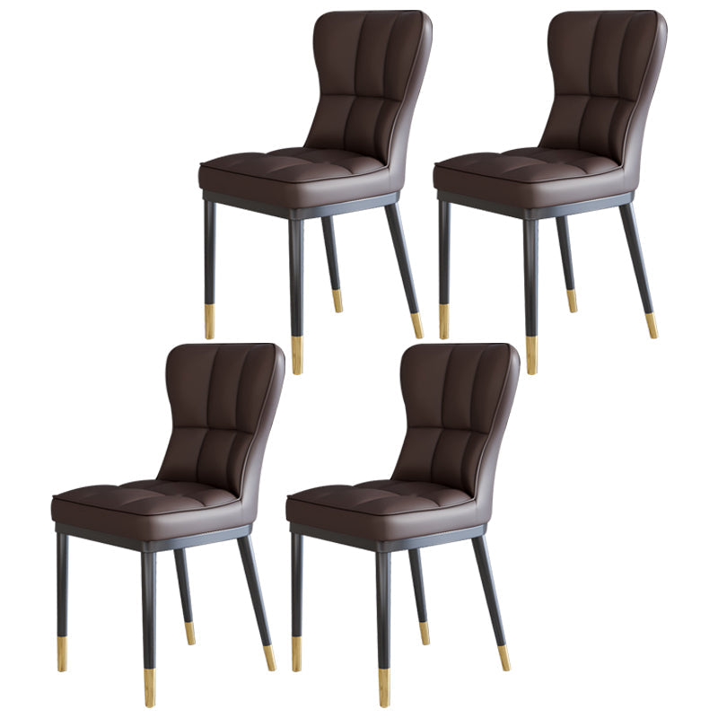 Scandinavian Home Side Chair Solid Back Metal Upholstered Dining Room Chair Coffee 4 Piece Set Clearhalo ' kitchen&dining_furn' 'Dining Chairs' 'Dining Tables & Seating' 'dining_chair' 'furn' 'furn_dining_chair' 'Furniture' 'furniture_dining_chair' 'Kitchen & Dining Furniture' 'kitchen' 3858768