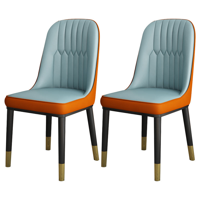 Scandinavian Home Side Chair Solid Back Metal Upholstered Dining Room Chair Orange Blue 2 Piece Set Clearhalo ' kitchen&dining_furn' 'Dining Chairs' 'Dining Tables & Seating' 'dining_chair' 'furn' 'furn_dining_chair' 'Furniture' 'furniture_dining_chair' 'Kitchen & Dining Furniture' 'kitchen' 3858770