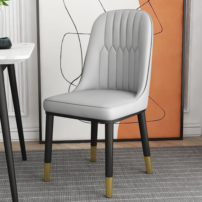 Scandinavian Home Side Chair Solid Back Metal Upholstered Dining Room Chair Silver Gray 1 Piece Clearhalo ' kitchen&dining_furn' 'Dining Chairs' 'Dining Tables & Seating' 'dining_chair' 'furn' 'furn_dining_chair' 'Furniture' 'furniture_dining_chair' 'Kitchen & Dining Furniture' 'kitchen' 3858772