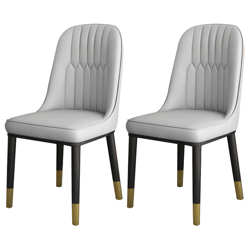 Scandinavian Home Side Chair Solid Back Metal Upholstered Dining Room Chair Silver Gray 2 Piece Set Clearhalo ' kitchen&dining_furn' 'Dining Chairs' 'Dining Tables & Seating' 'dining_chair' 'furn' 'furn_dining_chair' 'Furniture' 'furniture_dining_chair' 'Kitchen & Dining Furniture' 'kitchen' 3858773