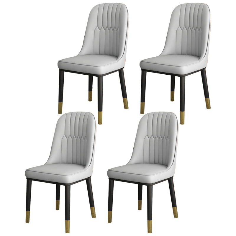 Scandinavian Home Side Chair Solid Back Metal Upholstered Dining Room Chair Silver Gray 4 Piece Set Clearhalo ' kitchen&dining_furn' 'Dining Chairs' 'Dining Tables & Seating' 'dining_chair' 'furn' 'furn_dining_chair' 'Furniture' 'furniture_dining_chair' 'Kitchen & Dining Furniture' 'kitchen' 3858774