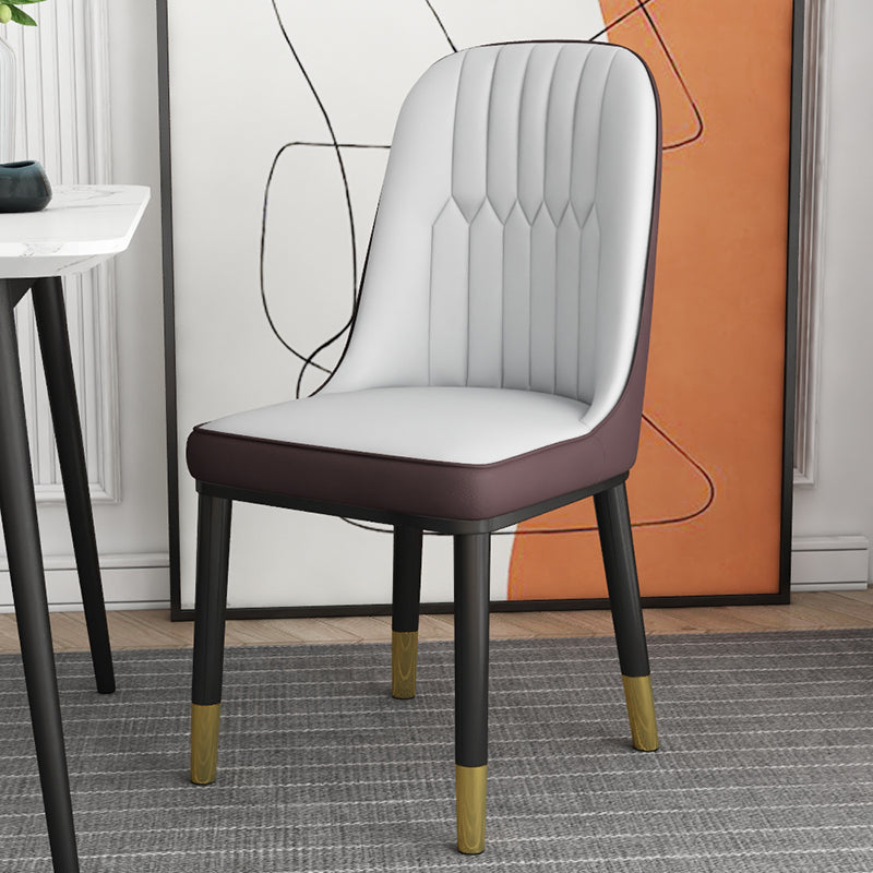Scandinavian Home Side Chair Solid Back Metal Upholstered Dining Room Chair Gray Coffee 1 Piece Clearhalo ' kitchen&dining_furn' 'Dining Chairs' 'Dining Tables & Seating' 'dining_chair' 'furn' 'furn_dining_chair' 'Furniture' 'furniture_dining_chair' 'Kitchen & Dining Furniture' 'kitchen' 3858775