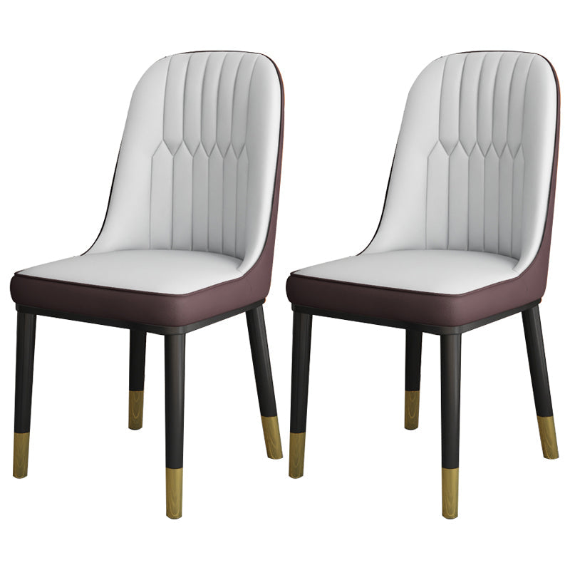 Scandinavian Home Side Chair Solid Back Metal Upholstered Dining Room Chair Gray Coffee 2 Piece Set Clearhalo ' kitchen&dining_furn' 'Dining Chairs' 'Dining Tables & Seating' 'dining_chair' 'furn' 'furn_dining_chair' 'Furniture' 'furniture_dining_chair' 'Kitchen & Dining Furniture' 'kitchen' 3858776