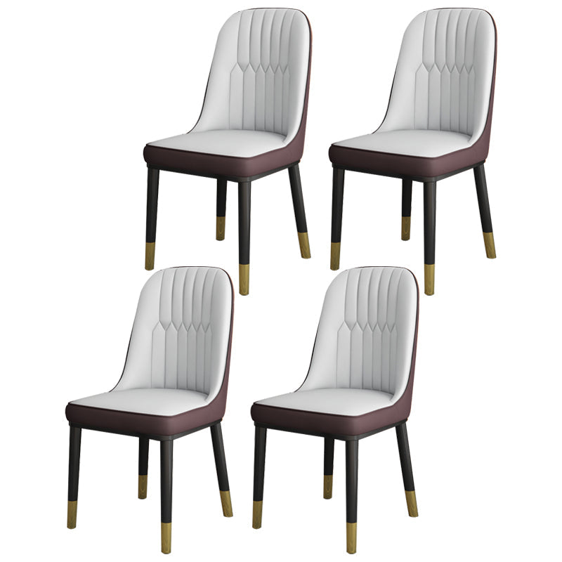 Scandinavian Home Side Chair Solid Back Metal Upholstered Dining Room Chair Gray Coffee 4 Piece Set Clearhalo ' kitchen&dining_furn' 'Dining Chairs' 'Dining Tables & Seating' 'dining_chair' 'furn' 'furn_dining_chair' 'Furniture' 'furniture_dining_chair' 'Kitchen & Dining Furniture' 'kitchen' 3858777