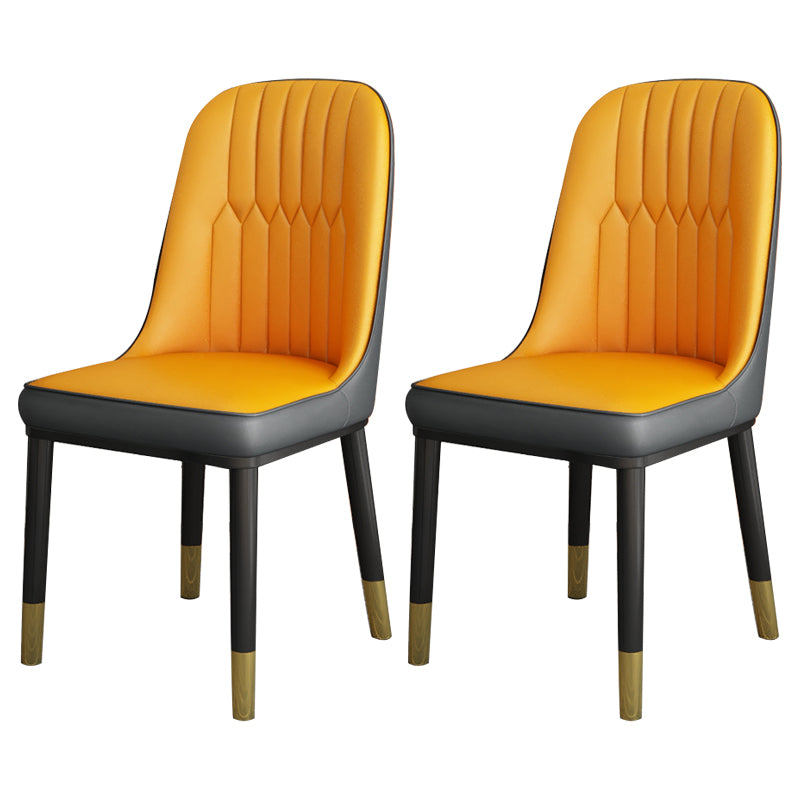 Scandinavian Home Side Chair Solid Back Metal Upholstered Dining Room Chair Gray-Orange 2 Piece Set Clearhalo ' kitchen&dining_furn' 'Dining Chairs' 'Dining Tables & Seating' 'dining_chair' 'furn' 'furn_dining_chair' 'Furniture' 'furniture_dining_chair' 'Kitchen & Dining Furniture' 'kitchen' 3858779