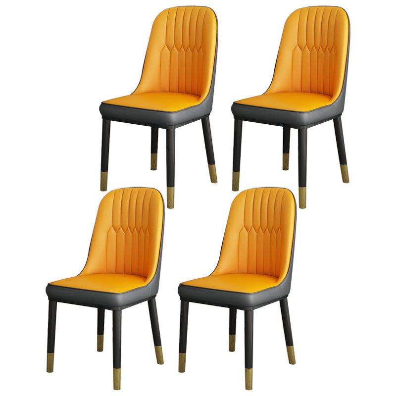 Scandinavian Home Side Chair Solid Back Metal Upholstered Dining Room Chair Gray-Orange 4 Piece Set Clearhalo ' kitchen&dining_furn' 'Dining Chairs' 'Dining Tables & Seating' 'dining_chair' 'furn' 'furn_dining_chair' 'Furniture' 'furniture_dining_chair' 'Kitchen & Dining Furniture' 'kitchen' 3858780