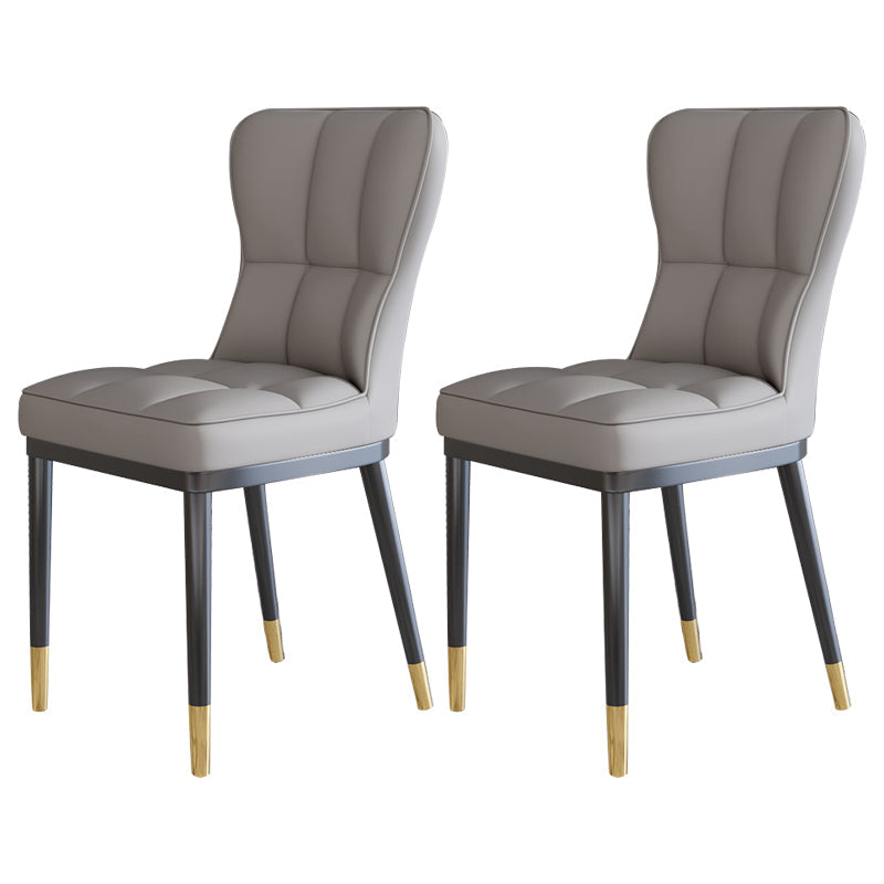 Scandinavian Home Side Chair Solid Back Metal Upholstered Dining Room Chair Cream Gray 2 Piece Set Clearhalo ' kitchen&dining_furn' 'Dining Chairs' 'Dining Tables & Seating' 'dining_chair' 'furn' 'furn_dining_chair' 'Furniture' 'furniture_dining_chair' 'Kitchen & Dining Furniture' 'kitchen' 3858782